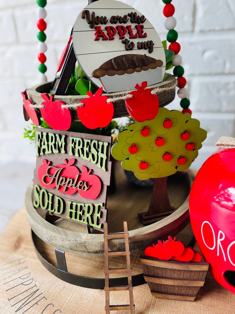 Apple Tiered Tray Set, Fall Farmhouse Decor afbeelding 3