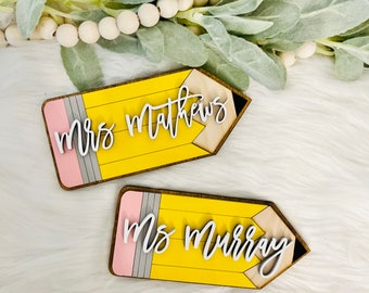 Personalized Teacher Name Sign, Back To School Pencil Decor