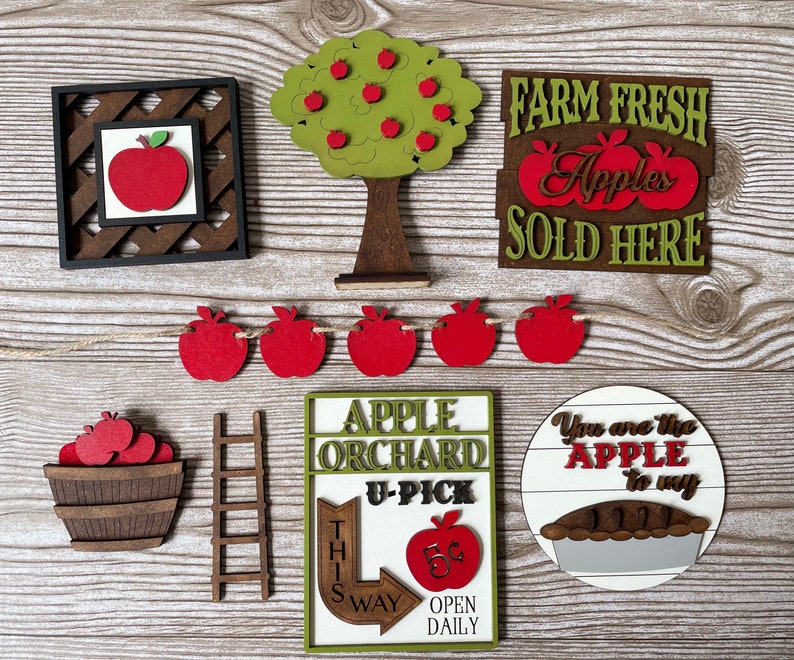 Apple Tiered Tray Set, Fall Farmhouse Decor afbeelding 2