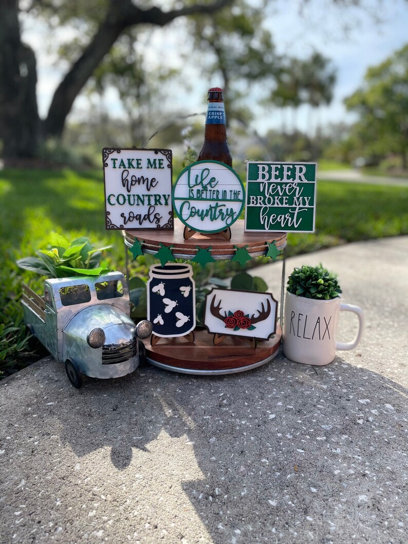 Beer Decor life is better in the country beer tiered tray set country tier tray decor country home decor country tiered tray set