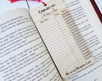 Library Checkout Card Bookmark, Personalized ‘Library of’ Design Bookmark, custom library card, bookmark for books, 2025 book tracker