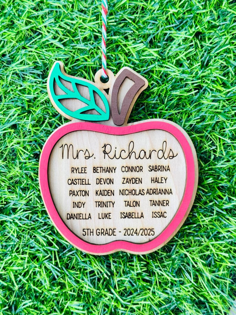 Personalized Teacher Christmas Ornament, Class List Ornament, Thank You
