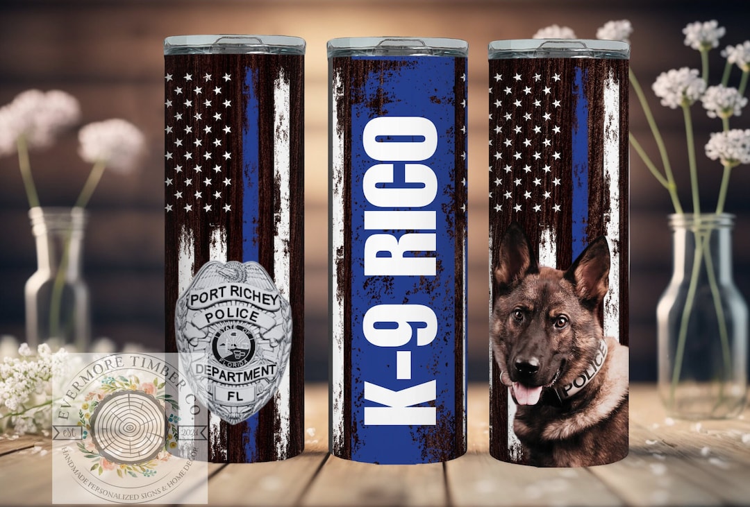 K9 Tumbler Personalized, K9 Handler Gift, K9 Gift for Cops, Blue Line