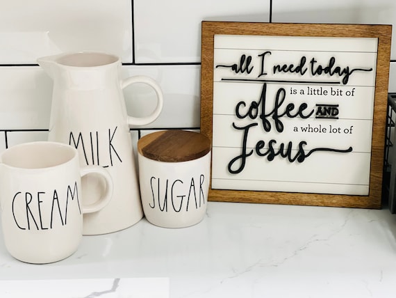 Coffee And Jesus Sign, Coffee Home Decor, Jesus Wood Sign, Small Wood Signs, Rustic Coffee Sign, Jesus Home Decor, coffee bar sign, kitchen