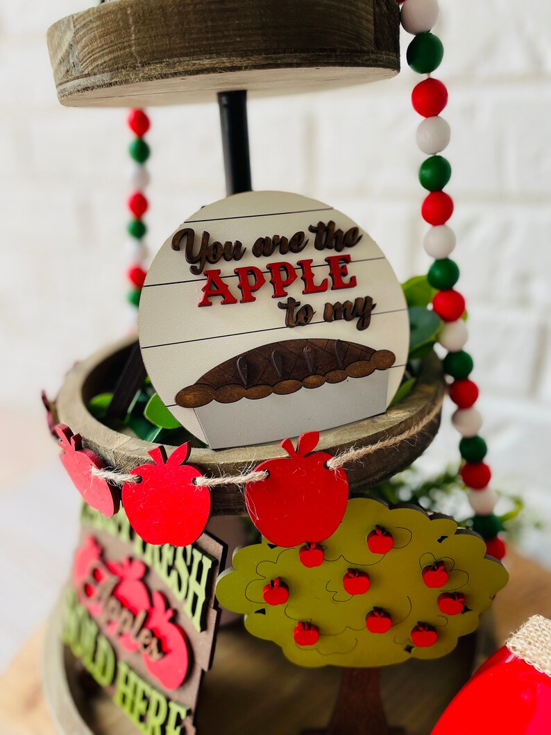Apple Tiered Tray Set, Fall Farmhouse Decor afbeelding 5