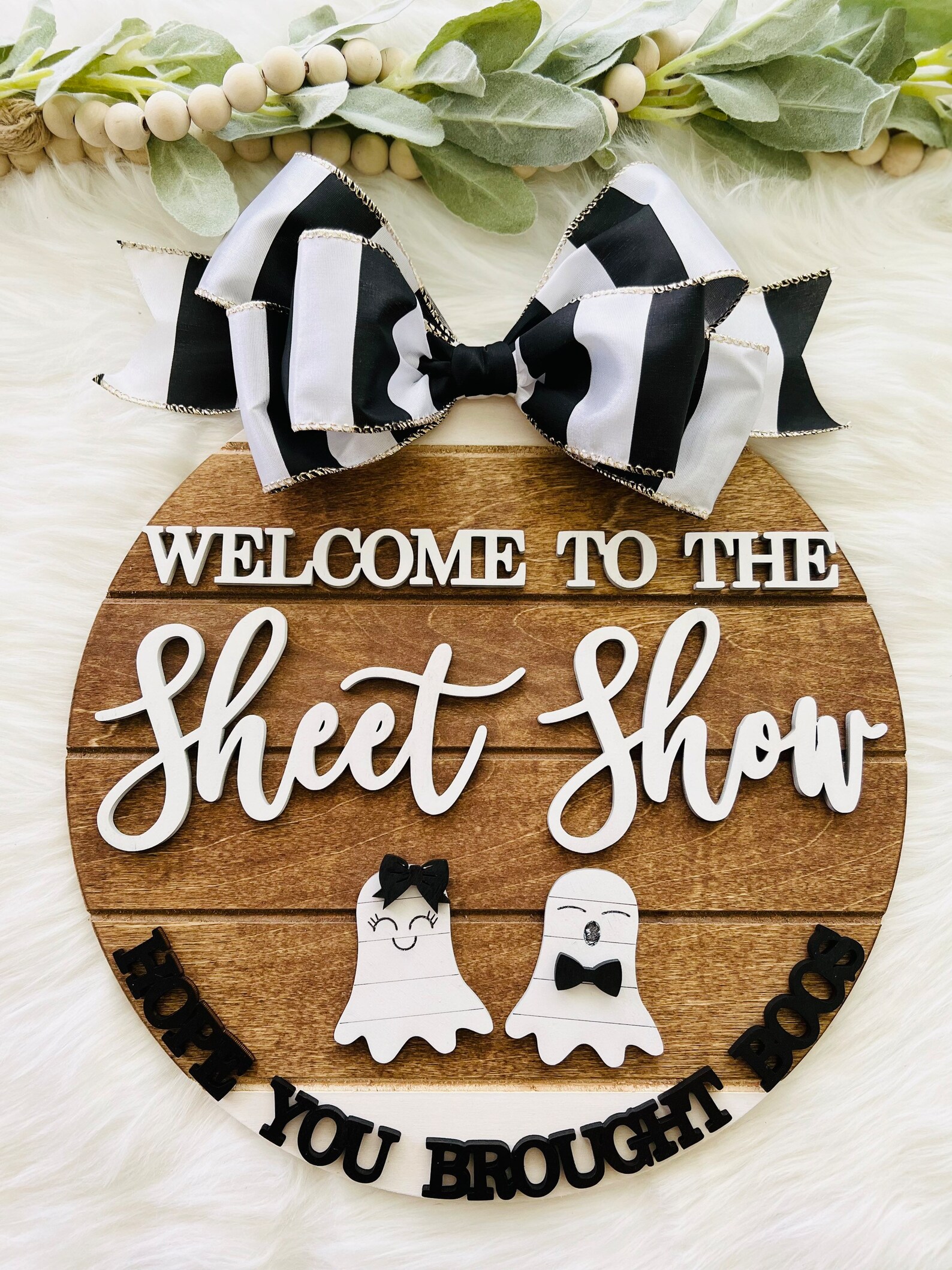 Halloween Door Sign Halloween Wreath Sheet Show Sign Black Etsy