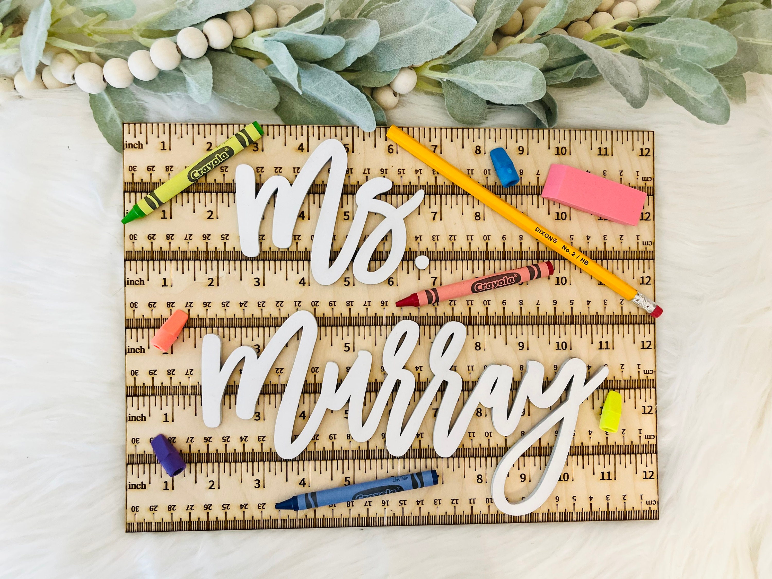 Personalized Teacher Name Sign, Ruler Design, Back to School Gift - Etsy