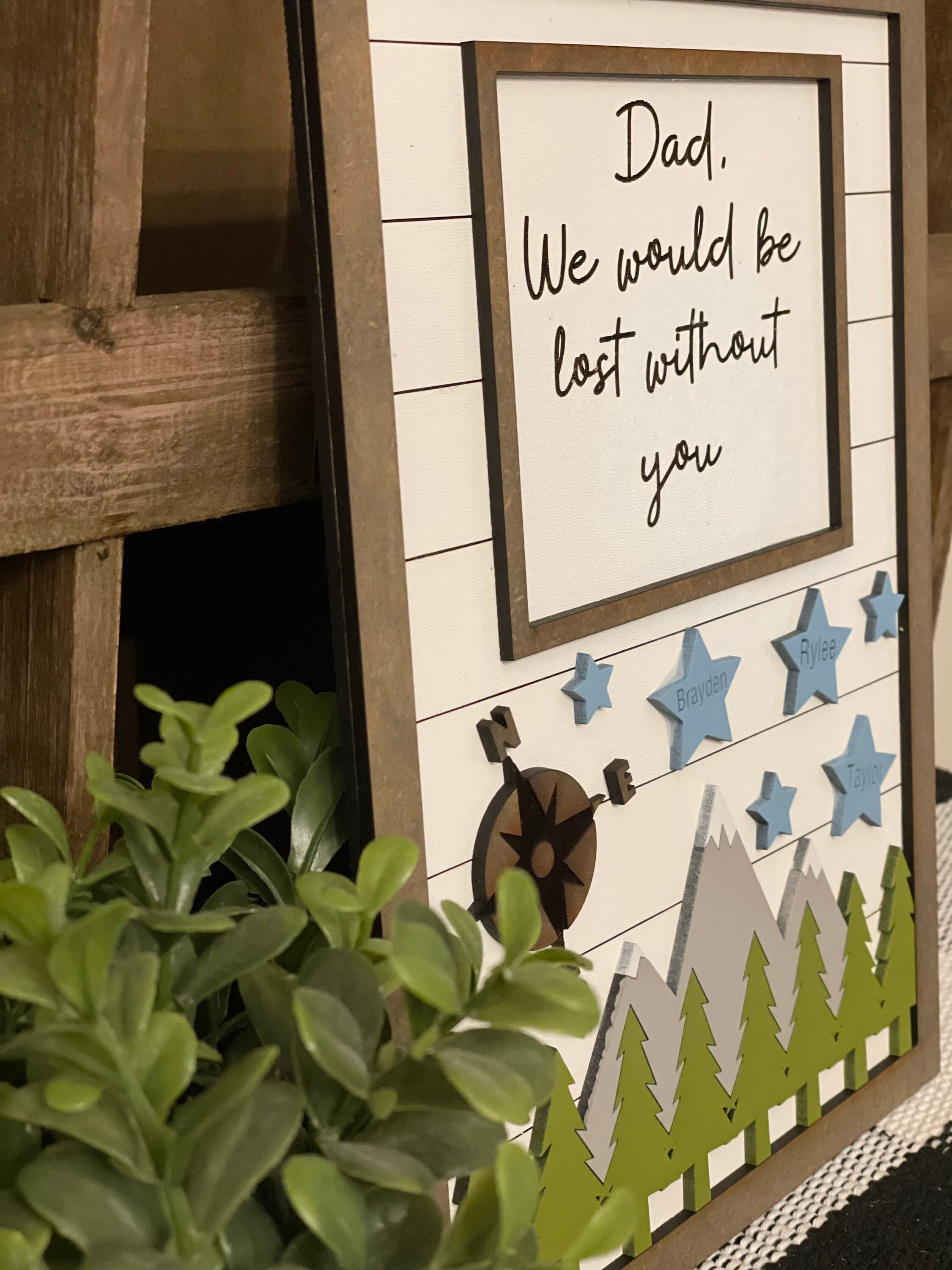 Personalized Dad Sign, Kids Names Gift, Hand Painted 3D Wood Sign - Etsy