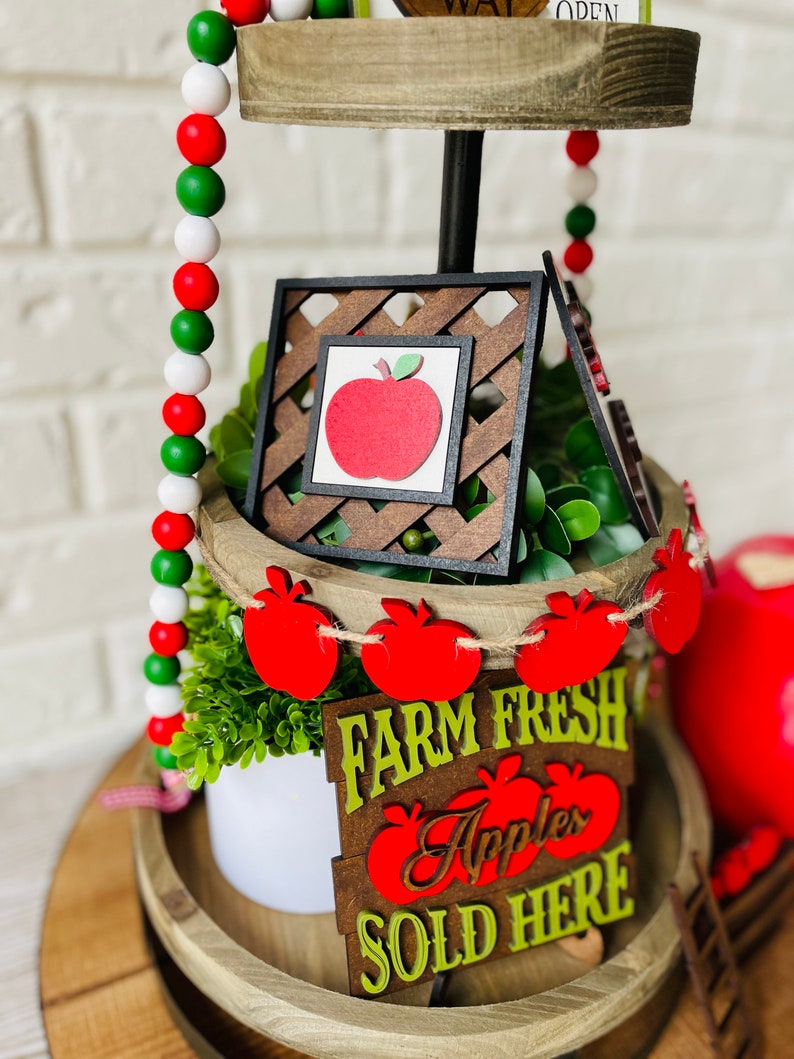 Apple Tiered Tray Set, Fall Farmhouse Decor afbeelding 4