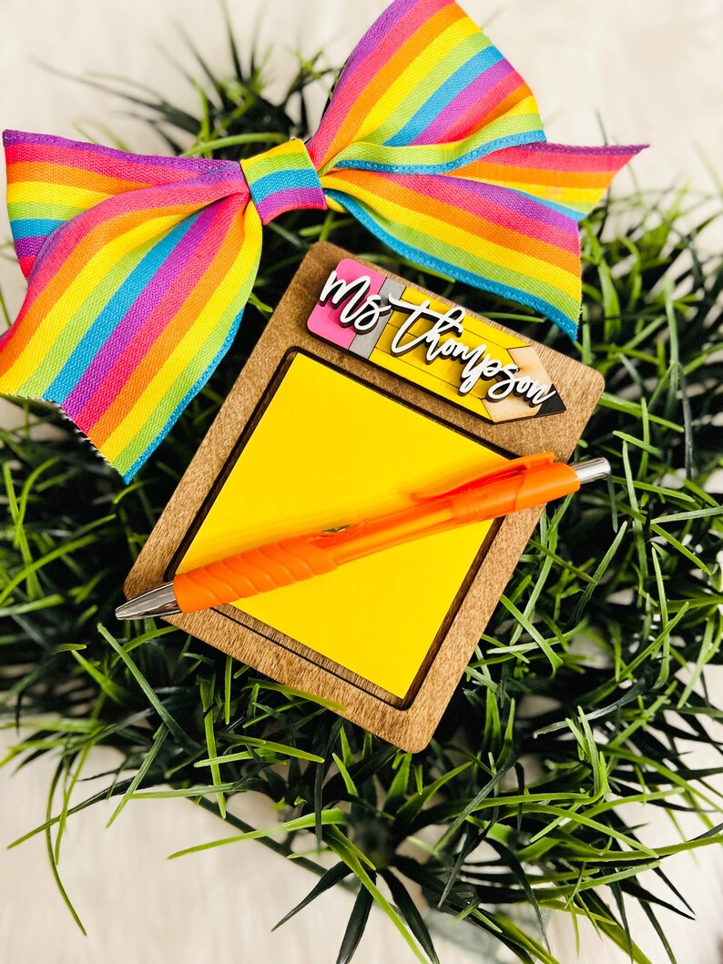 Teacher Sticky Note Holder Personalized Teacher Gift Desk Etsy