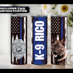 K9 Tumbler Personalized, K9 Handler Gift, K9 Gift for Cops, Blue Line ...