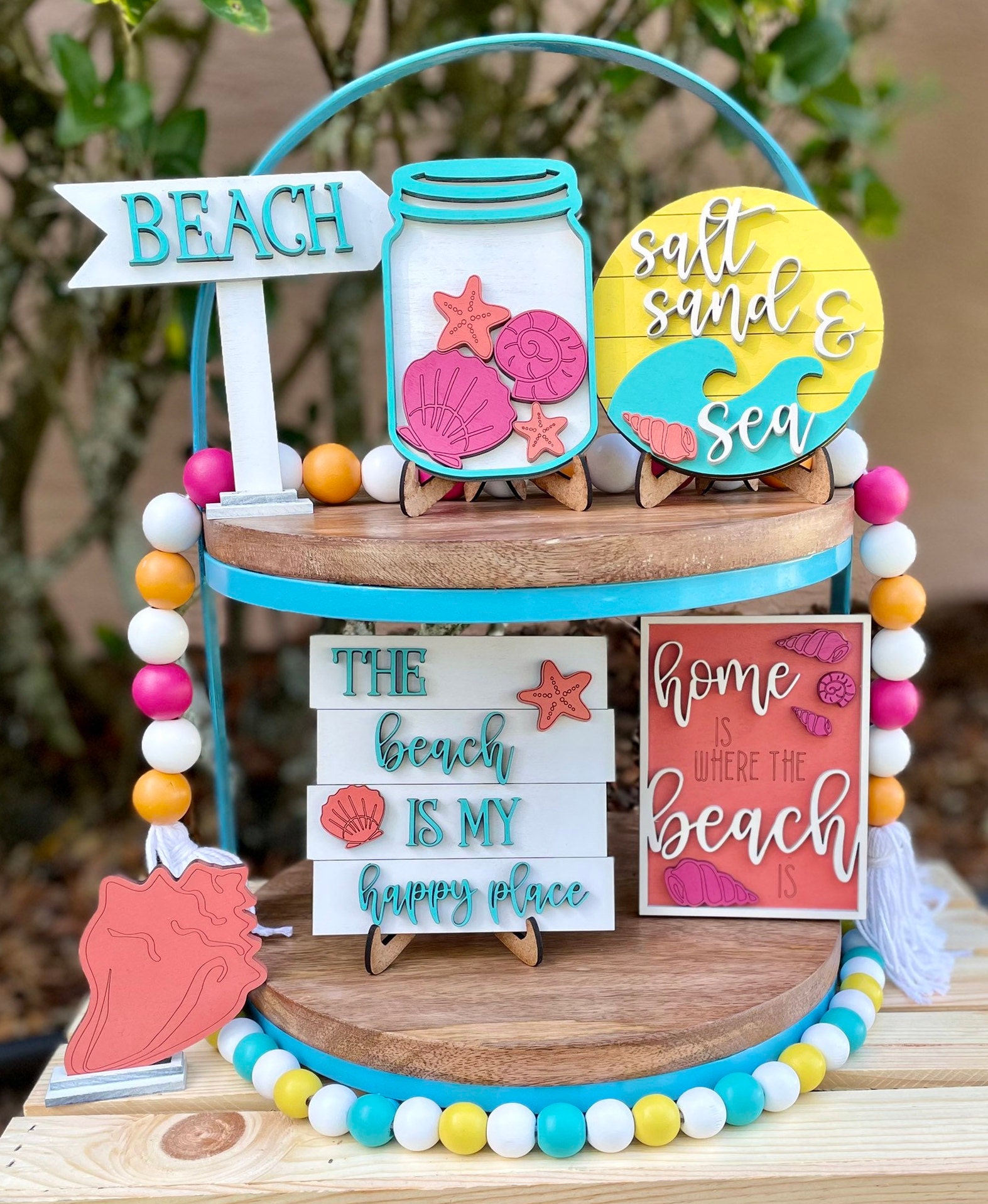 Beach tiered tray set the beach is my home decor summer Etsy
