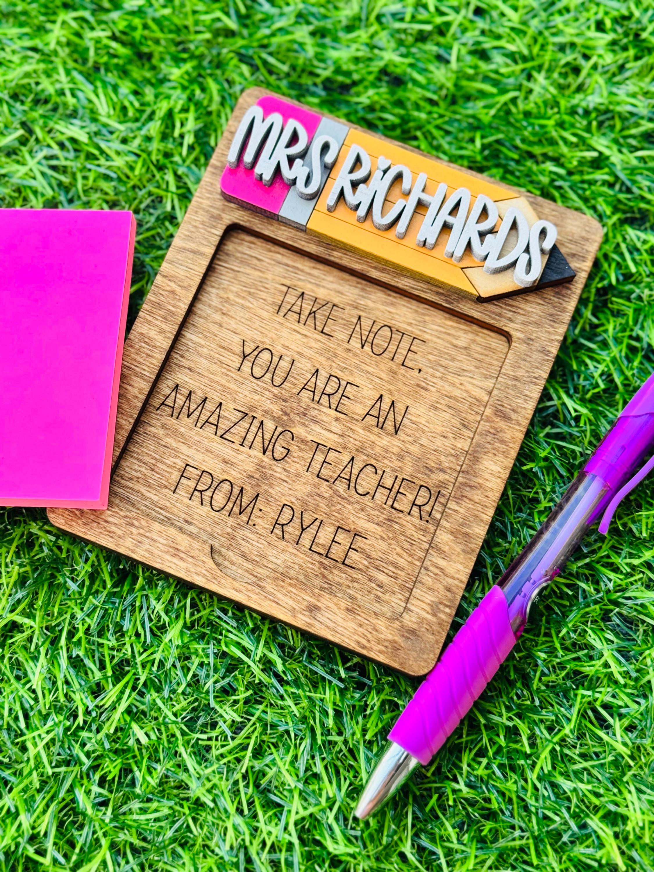 Teacher Sticky Note Holder, Personalized Teacher Gift, Christmas Gift ...