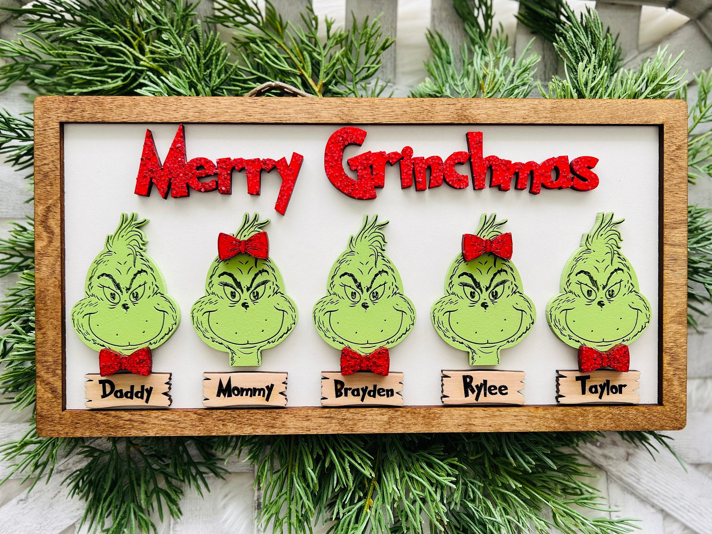 Merry Grinchmas Family Sign, Grinch Family Sign, Grinch Themed Tiered ...