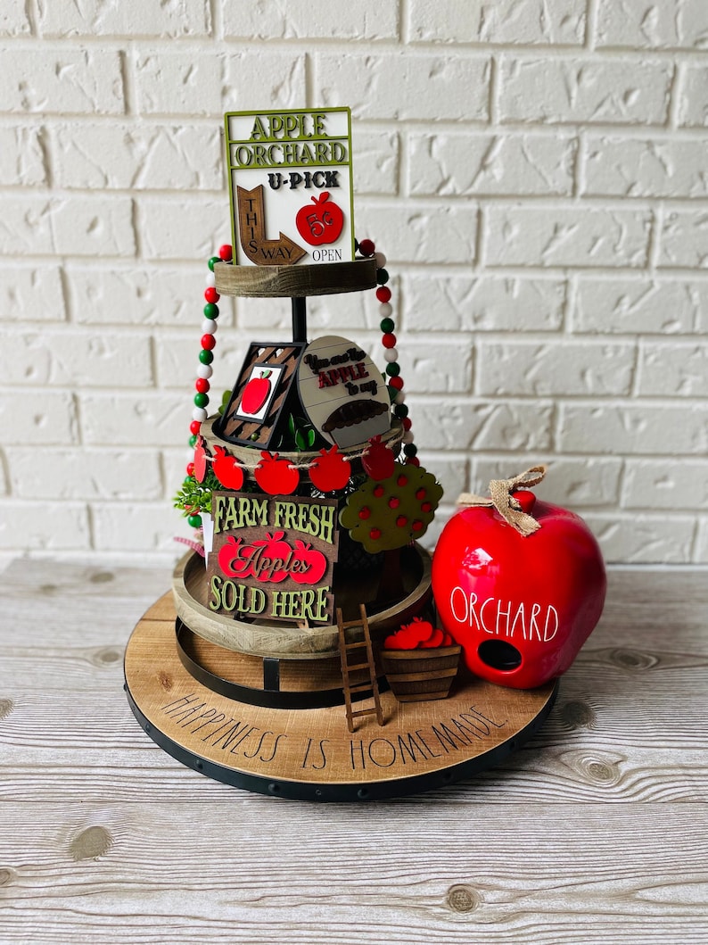 Apple Tiered Tray Set, Fall Farmhouse Decor afbeelding 1