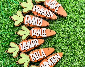 Carrot Easter Basket Tag, Wooden Easter Tag, Kids Easter Tag, Personalized Basket Tag, Easter , Wooden Easter Basket Tag, Carrot Easter Tag