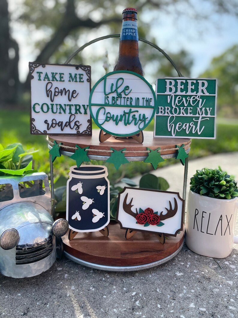 Beer Decor life is better in the country beer tiered tray set country tier tray decor country home decor country tiered tray set