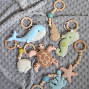 Nautical Baby Play Gym toys - Ocean Infant Activity Center , Baby Play Gym Toys, Hanging Felt Toys Montessori Gym , turtle play gym toy