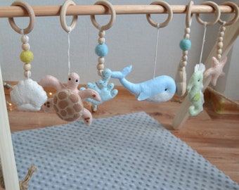 Jouets de gym pour bébés marins, jouets océaniques pour bébés de jeux, tortue jouet suspendu, jouets de gym pour bébés, ensemble de jouets nautiques, jouet pour bébés baleines, gym pour bébés sous-marins