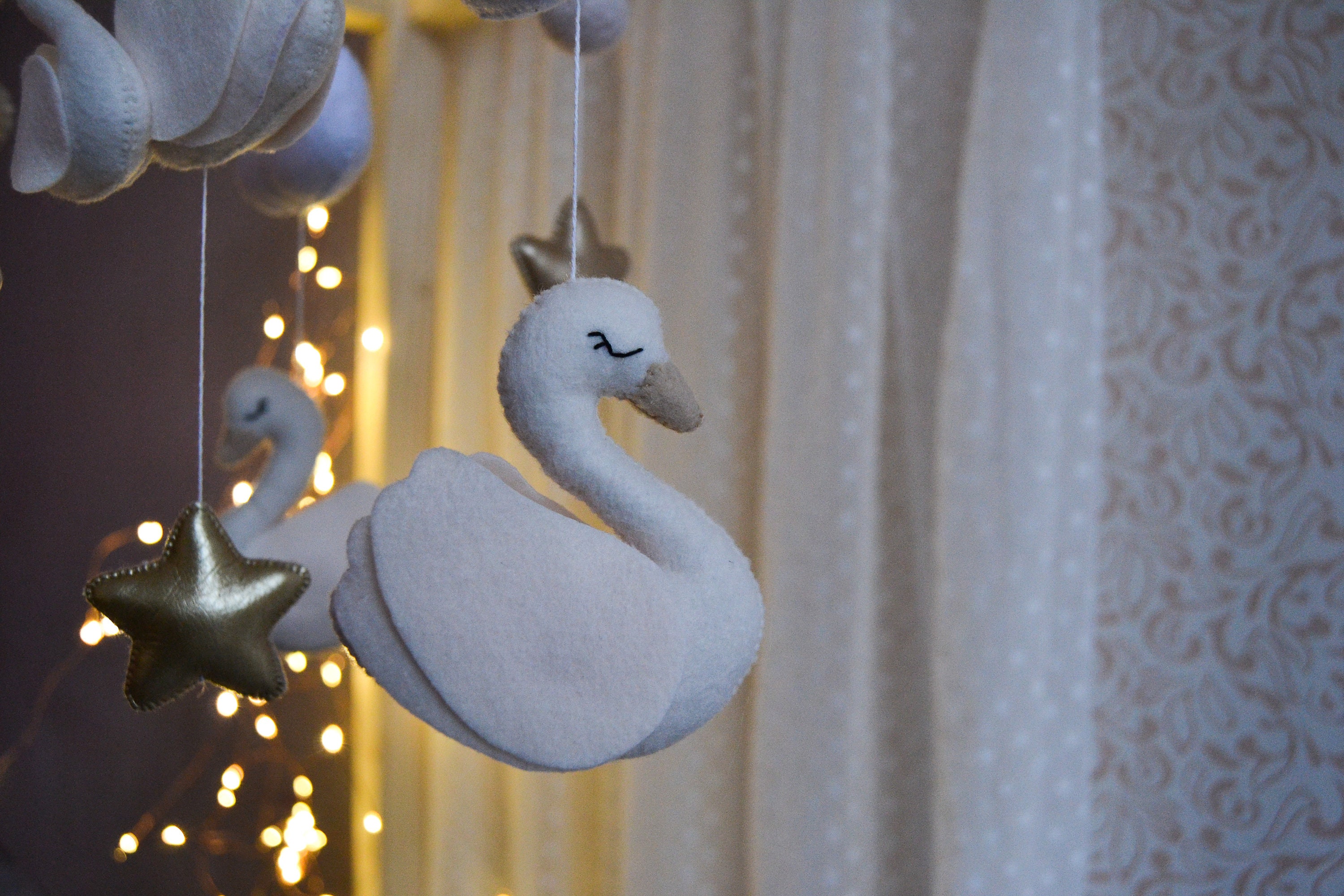 Princess Baby Crib Mobile flying swans and clouds baby Etsy