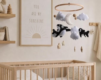 Móvil personalizado de orca para cuna, decoración náutica para habitación infantil, regalo para recién nacido