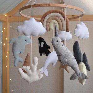 Nautical baby mobile for crib , Baby mobile , Ocean baby mobile , Whale mobile , hanging crib mobile for nursery, sea mobile