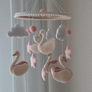 Personalized baby crib mobile for girl - Swan baby mobile , Nursery mobile baby  princess