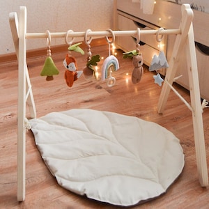 Forest baby play gym, forest animal toys ,Natural Wood Play Gym for Baby , Woodland Baby Gym ,Wooden Activity Gym ,Natural Play Baby Gym toy