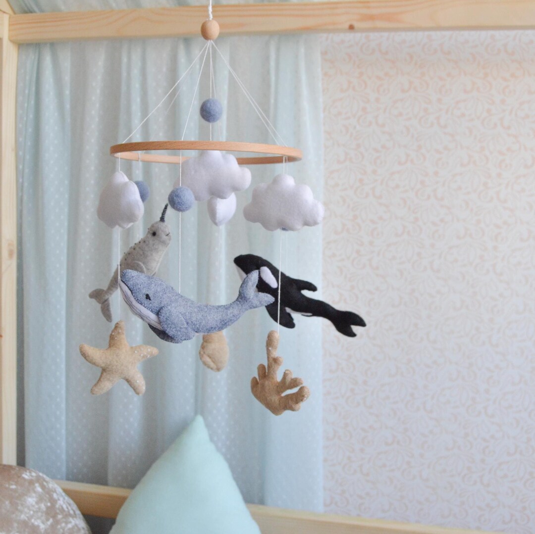 Sea Creature Baby Mobile for Crib With Whale, Narwhal, Orca . Ocean ...