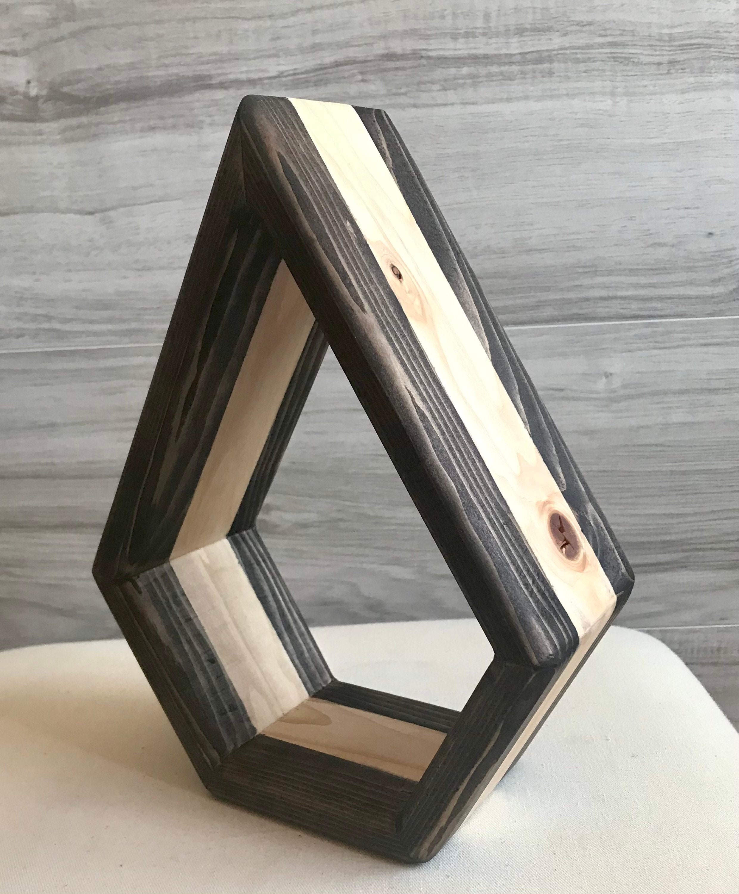 Moderne natürliche Holz geometrische schwimmende Shelve | Etsy