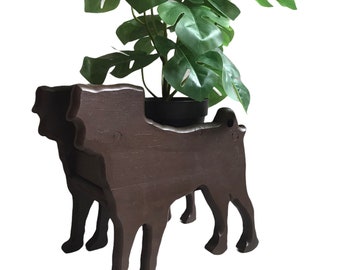 Wooden Canine Pug Plant Stand | Dog Planter | Garden Decor | Pugs | Dog Lover | Patio Garden Box | Indoor Plant Stand |