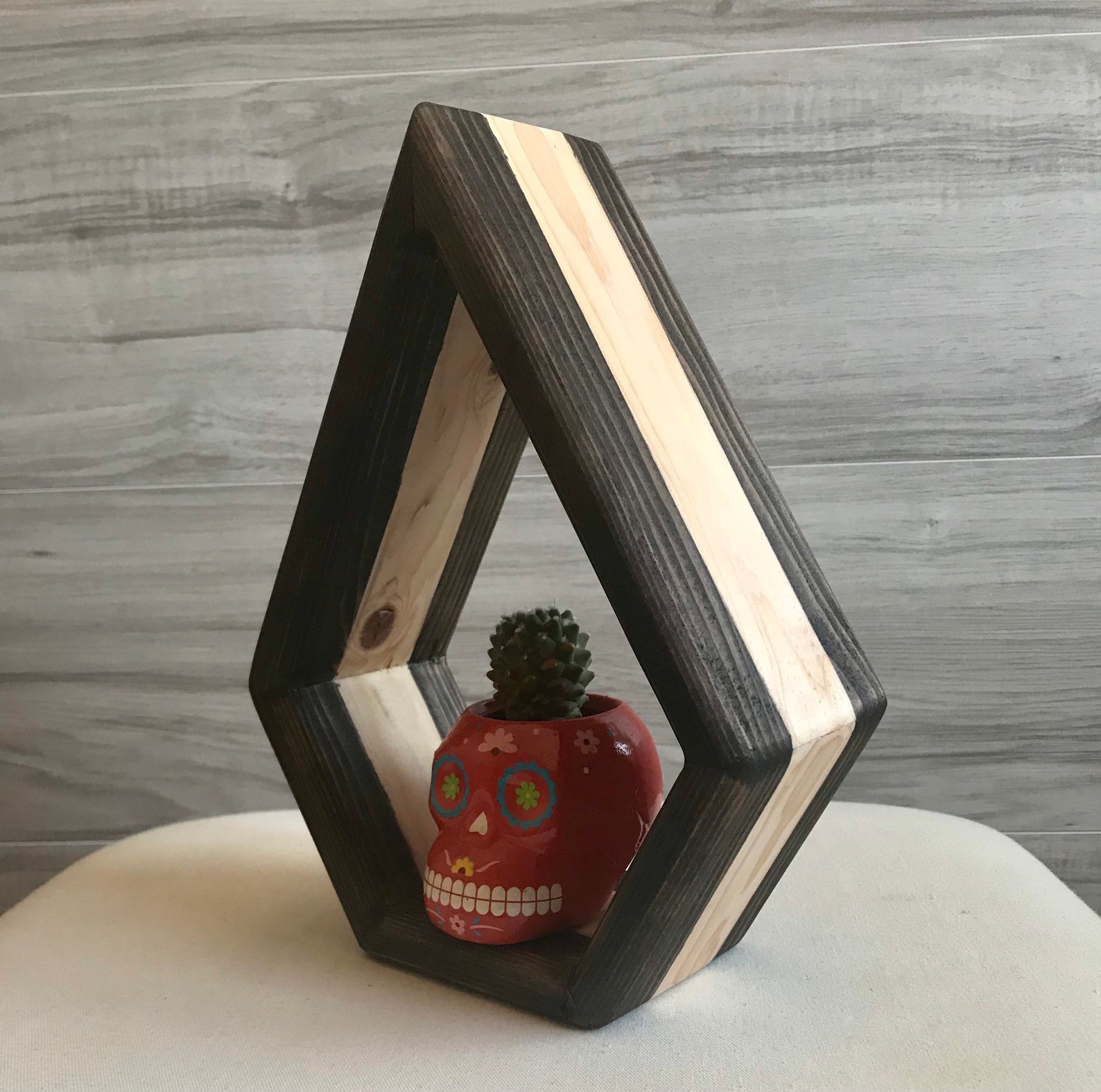 Moderne natürliche Holz geometrische schwimmende Shelve | Etsy