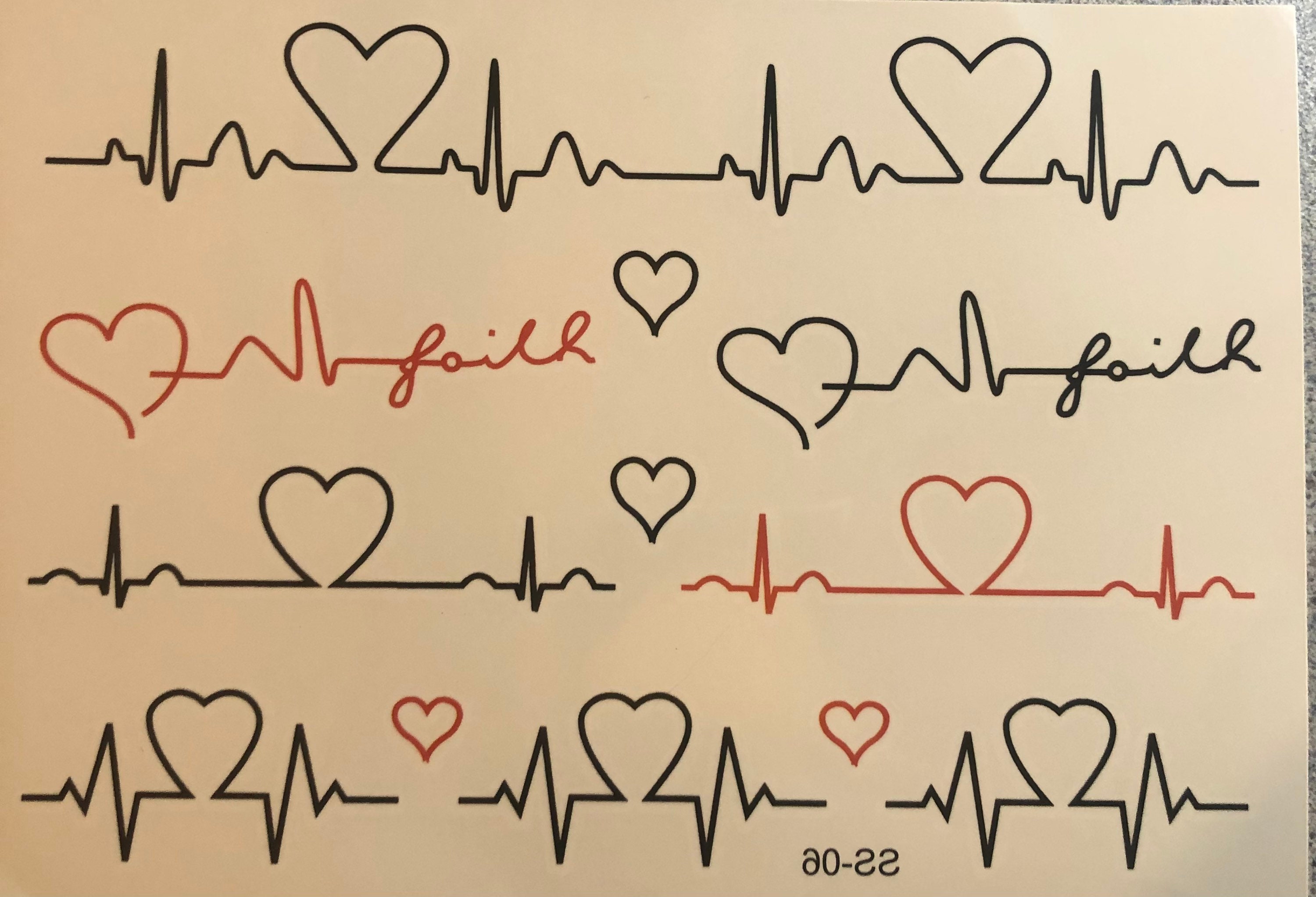 Colorful Small Heartbeat EKG Temporary Tattoo Click for More - Etsy Colorful Small Heartbeat EKG Temporary Tattoo Click for More - Etsy