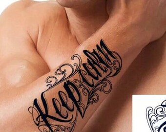 Large Black keep Calm Temporary Tattoo Realistic - Etsy