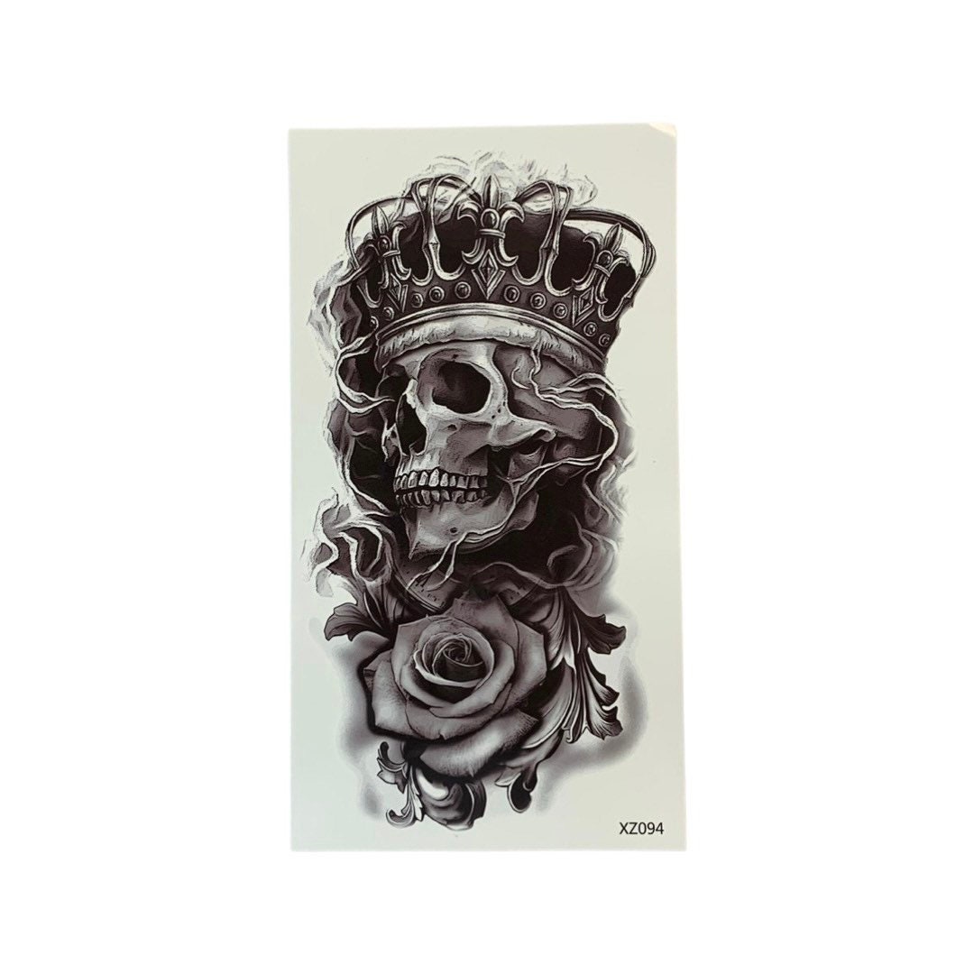 Buy Large Black Crowned Skull Temporary Tattoo Realistic Crown Online in  India  Etsy