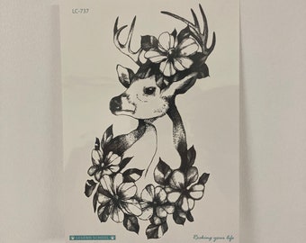 Deer Temporary Tattoo - Etsy Deer Temporary Tattoo - Etsy
