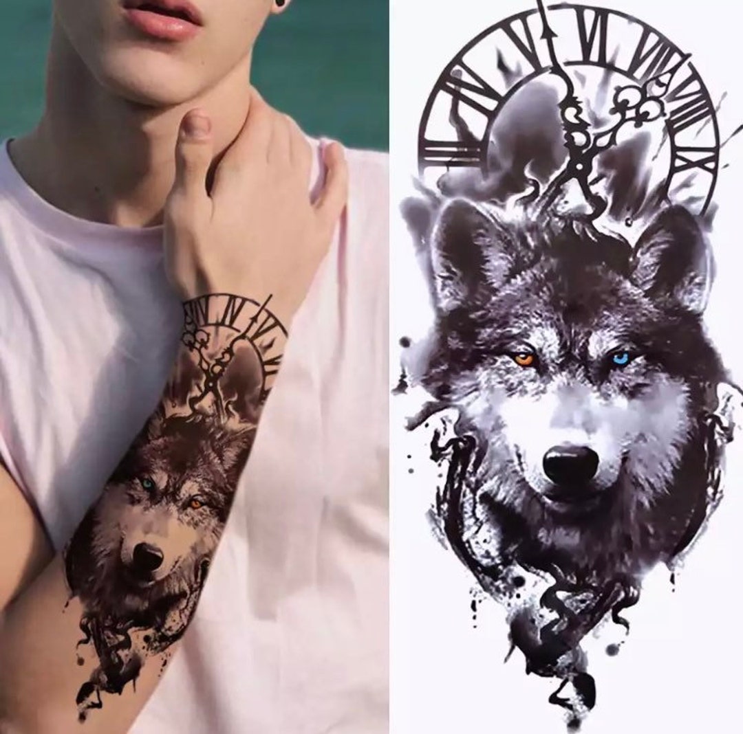 Large Wolf Tiger Owl Tattoo Sticker Evil Death Skull Devil Black Temporary  Tattoo For Men Kids Women Fake Tribal Totem Tatto - Temporary Tattoos -  AliExpress