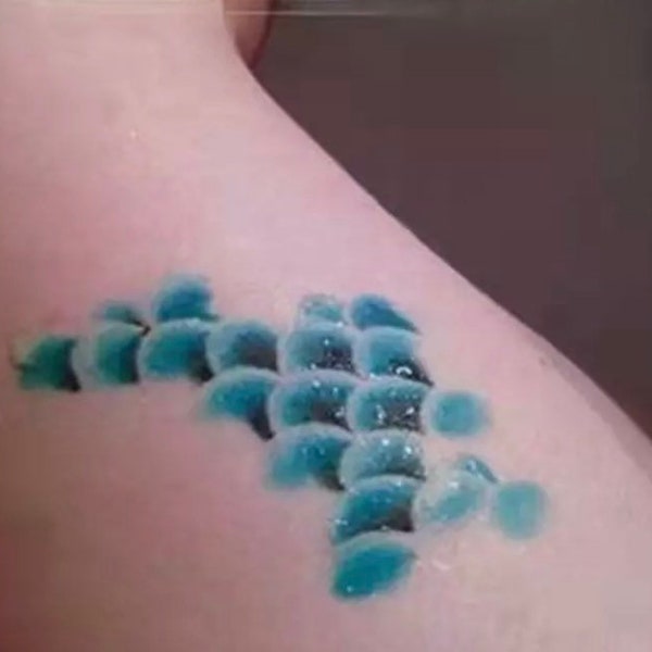 Small Colorful Mermaid Fin Fish Scales Temporary Tattoo | Click For More Details | Realistic | Crafting Supply