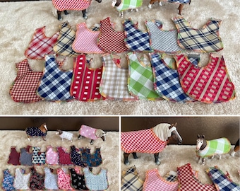 Coperte per cavalli giocattolo, modellini di cavalli con chiusura in velcro / in cotone / sottosella / tinta unita, colorate, a quadri, floreali, tinta unita, a pois