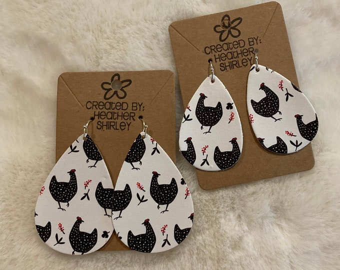 Limited Stock! Chicken Faux Leather Earrings