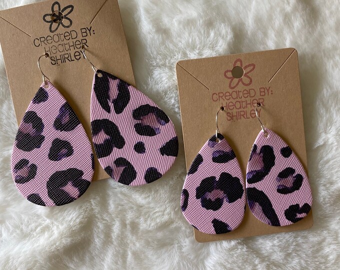 Pink Leopard Print, Faux Leather Teardrop Earrings, Cheetah Print, Pink Cheetah, Pink Animal, Summer Earrings, Gifts, Teacher