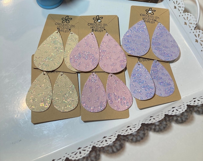 Lace Faux Leather Earrings