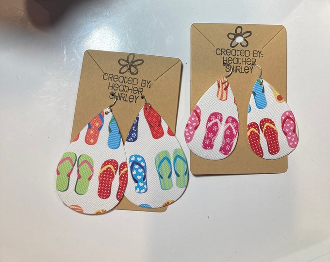 Teardrop Flip Flop Faux Leather Earrings