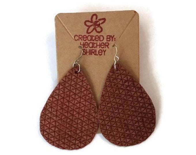 Genuine Saffiano Italian Leather Earrings