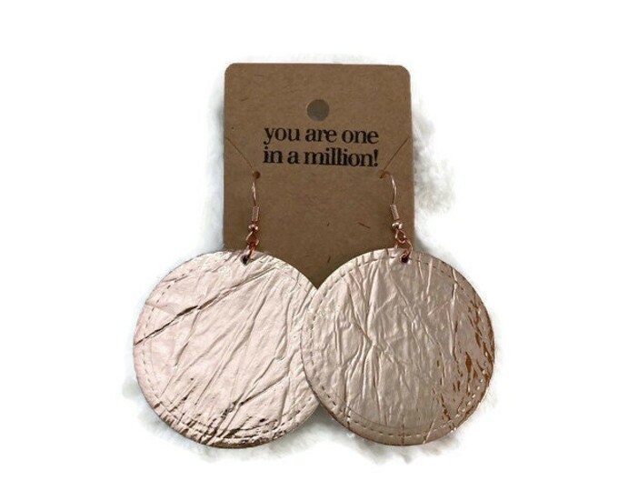 Rose Gold, Circle, Faux Leather Earrings, Circle Shaped Earrings, Fall Earrings, Rose Gold Earrings, Fall Gifts, Fall Jewelry, Big