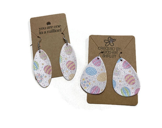 Last Ones!! Easter Egg Themed Small Faux Leather Earrings, Spring Earrings, Small Earrings, Pastel Colors, Teacher Gifts, Cute Easter Gifts