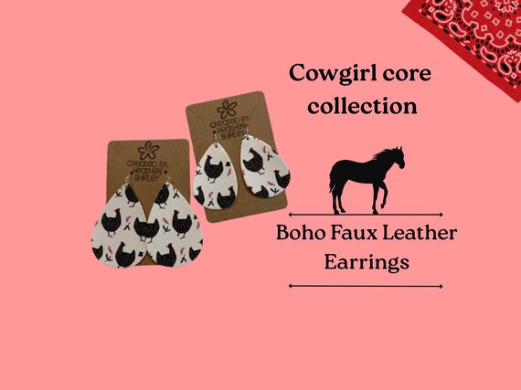 Limited Stock! Chicken Faux Leather Earrings