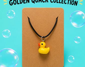 Yellow Rubber Duck Charm Necklace, Black Cord or Silver Chain, Vacation, Summer, Gifts, Cruise