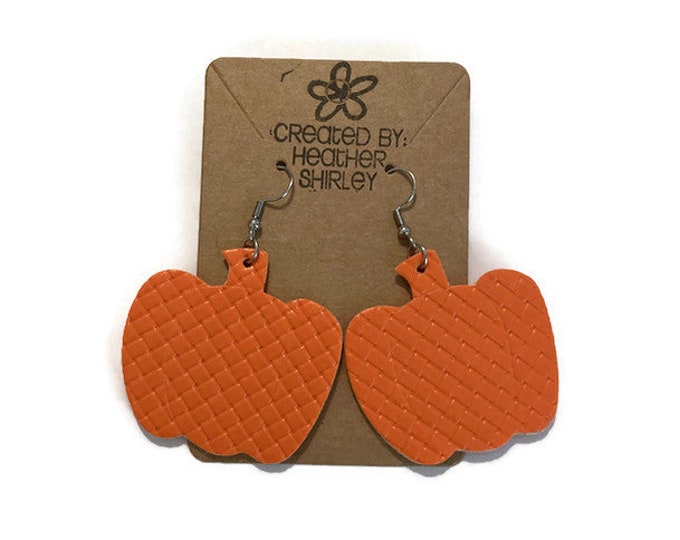 Double Sided Orange Pumpkin Faux Leather Earrings, Fall Halloween Thanksgiving Earrings, Pumpkin Shaped Earrings, Fall Gifts, Fall Parties