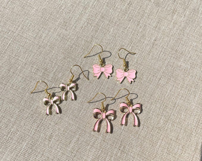Pink Bow Earrings
